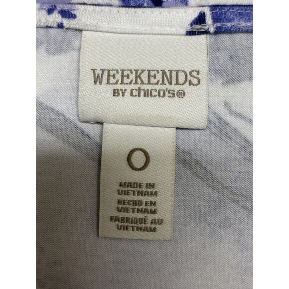 Chico's Weekends Top Sz 0 Small‎ Purple White Long Sleeve Stretch Knit Women's - Picture 5 of 7